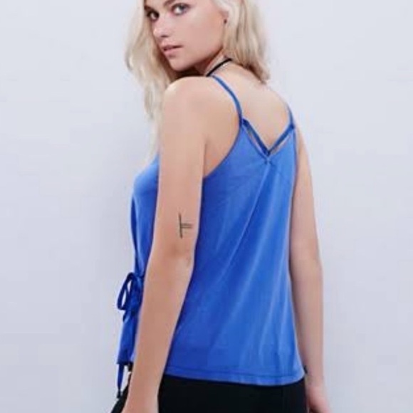 Free People Cobalt Blue Babe Town Strappy Wrap Front Tank - Picture 2 of 7